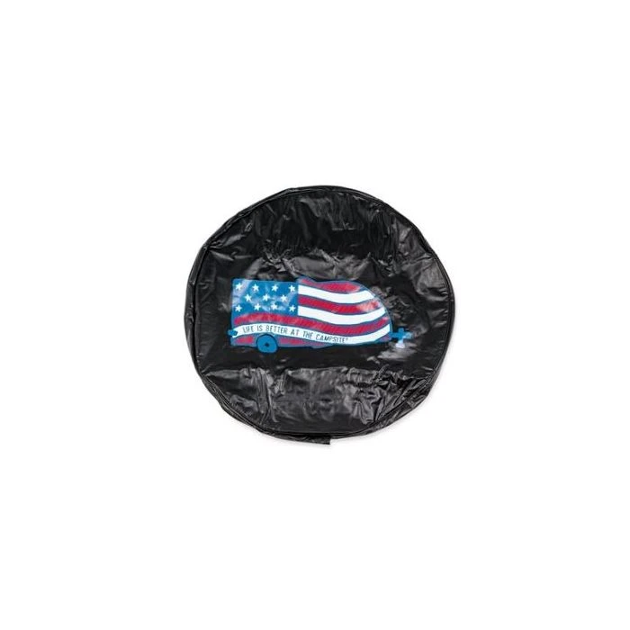 Camco Life Is Better At The Campsite 29" RV Spare Tire Cover- Black Vinyl, USA Flag RV 3 Camco Life Is Better At The Campsite 29" RV Spare Tire Cover- Black Vinyl, USA Flag RV