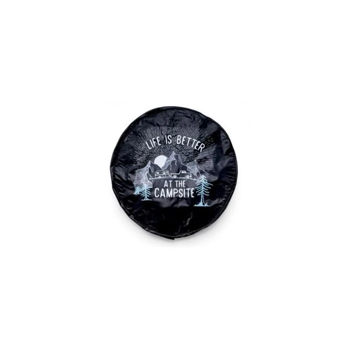 Camco Life Is Better At The Campsite Black Vinyl 27" RV Camper Sunset Design Spare Tire Cover 3 Camco Life Is Better At The Campsite Black Vinyl 27" RV Camper Sunset Design Spare Tire Cover