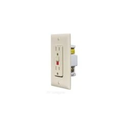 RV Designer Ivory GFCI Dual Outlet With Cover-Plate