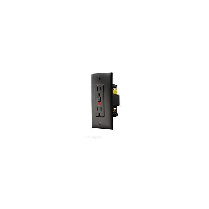 RV Designer Black GFCI Dual Outlet With Cover-Plate 3 RV Designer Black GFCI Dual Outlet With Cover-Plate